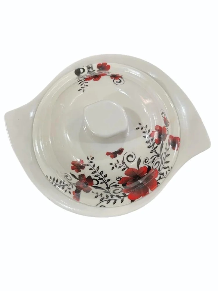 Melamine Pot With Lid with Beautiful Branches Texture Printed Hot Pot Food Dish Bowls Serving